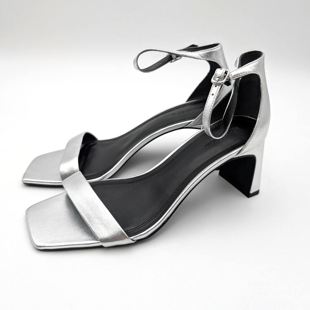 Nordstrom Naiomi Ankle Strap Heel Sandals Women's Silver Size US8.5M EU38.5